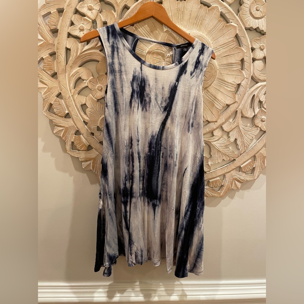 Espresso Deep Blue & White Midi Dress